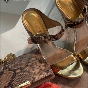 ISO of Michael Kors Beverly Gold snake open toe mule sandal